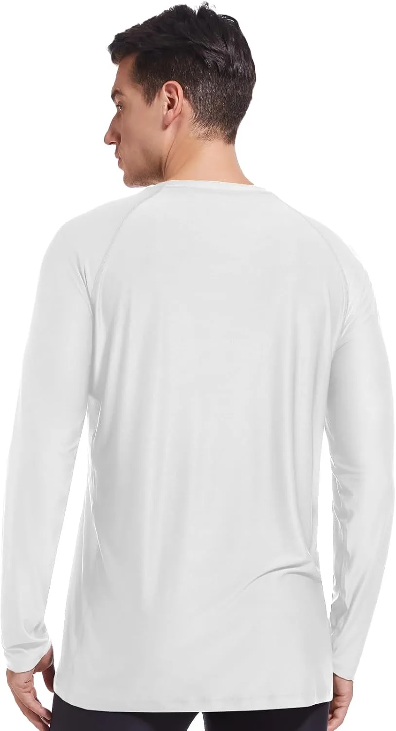  MD Long Sleeve Shirts for Men, Quick Dry, Moisture Wicking T-Shirts for Gym, Workout, Running, Lightweight Crew Base Layer