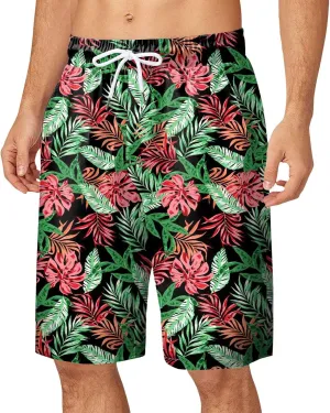 Men Bathing Suit Printed Beach Short Casual Loose Fashion Shorts Loose Tether Pocket Men's Casual Stretch Cargo
