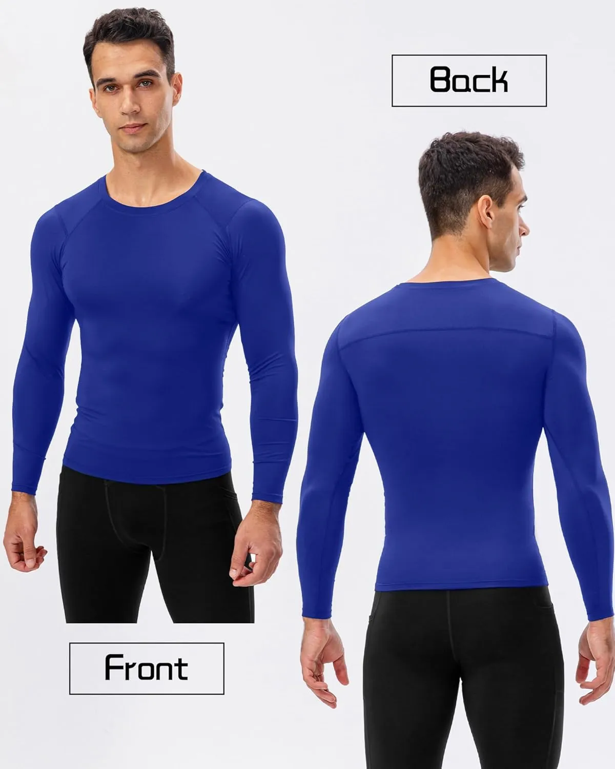 Men's Compression Shirt Long Sleeve Cool Dry Workout Athletic Base Layer Undershirts for Running Basketball Cycling