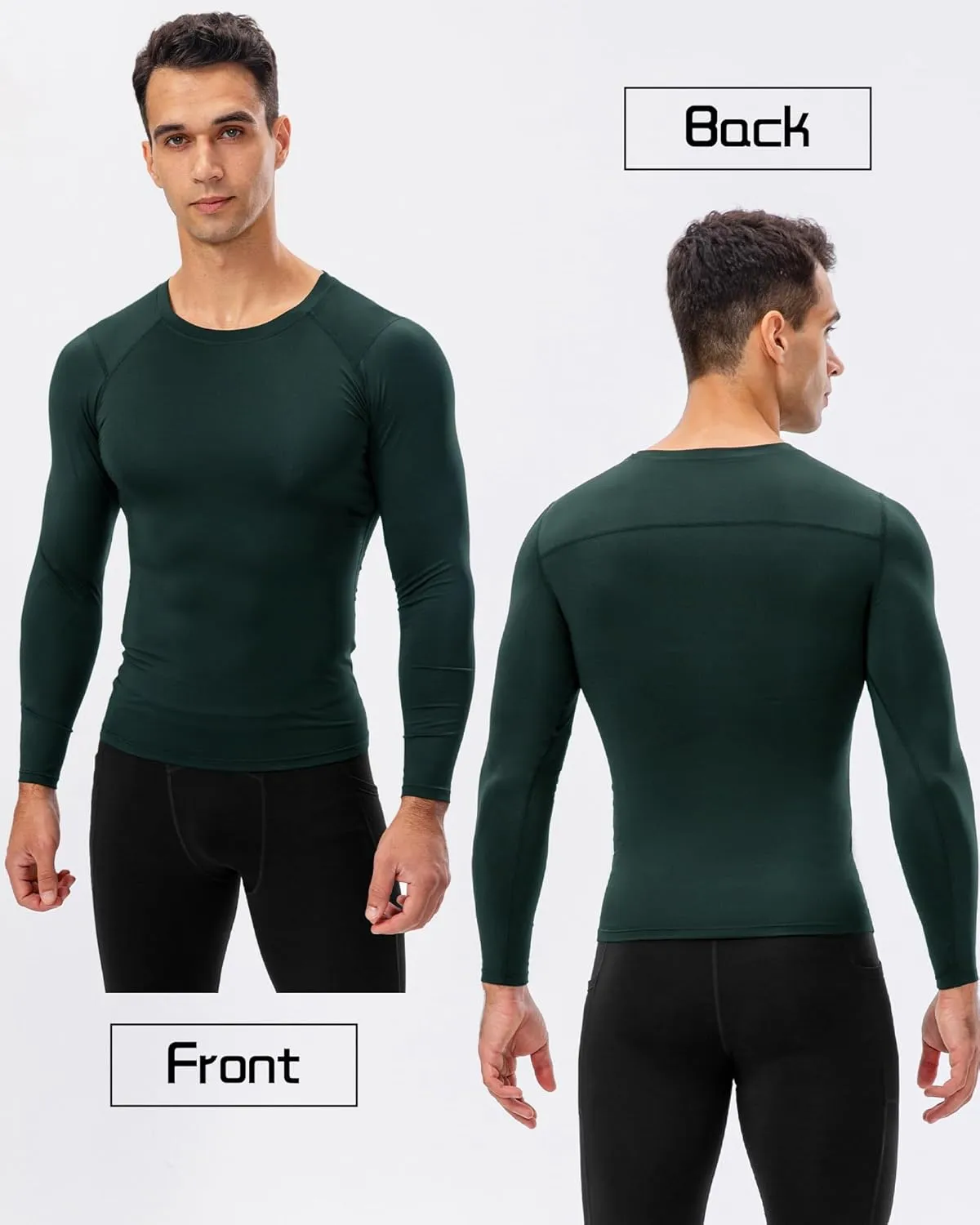 Men's Compression Shirt Long Sleeve Cool Dry Workout Athletic Base Layer Undershirts for Running Basketball Cycling