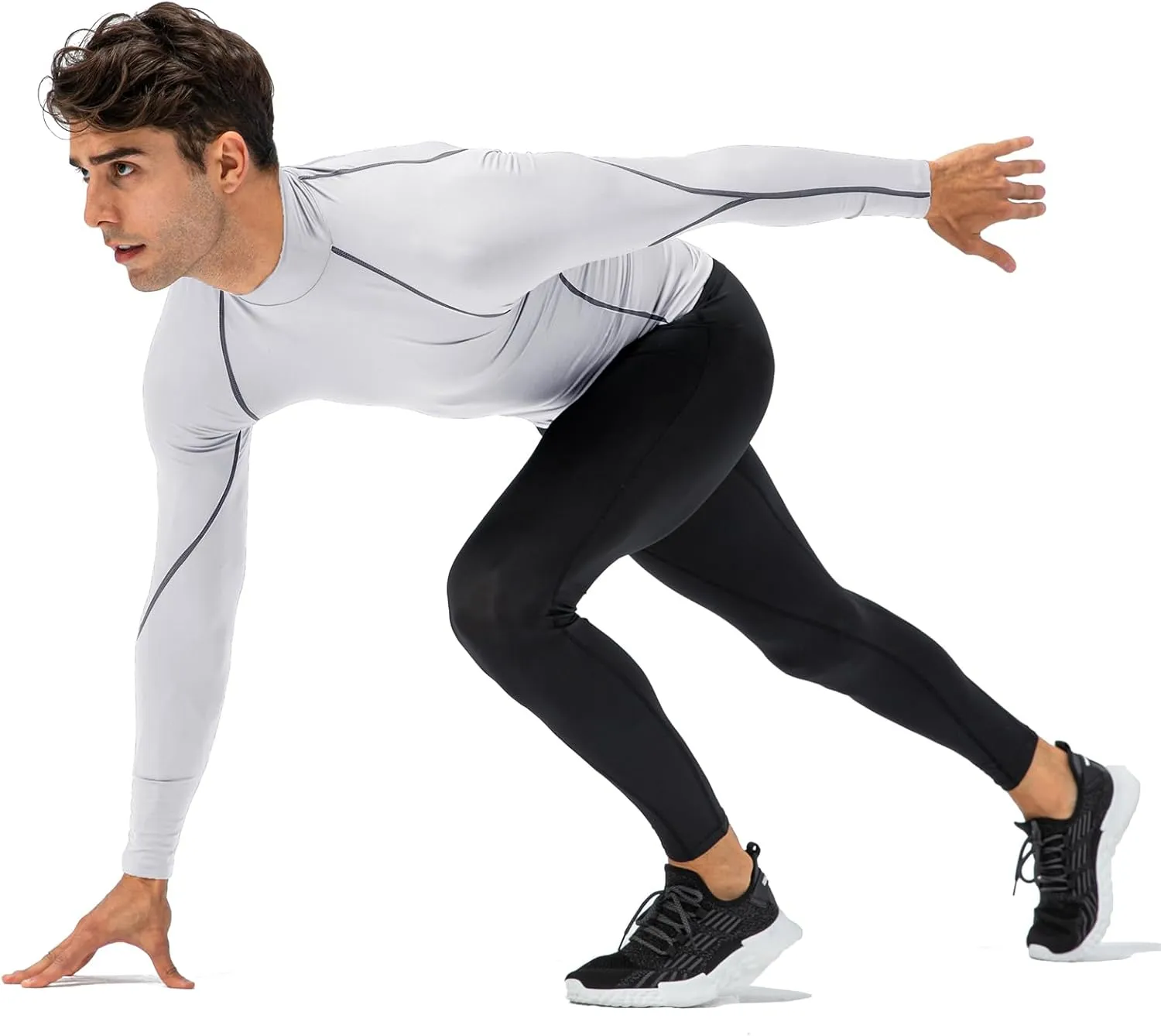Men's Compression Shirt Long Sleeve Cool Dry Workout Athletic Base Layer Undershirts for Running Basketball Cycling