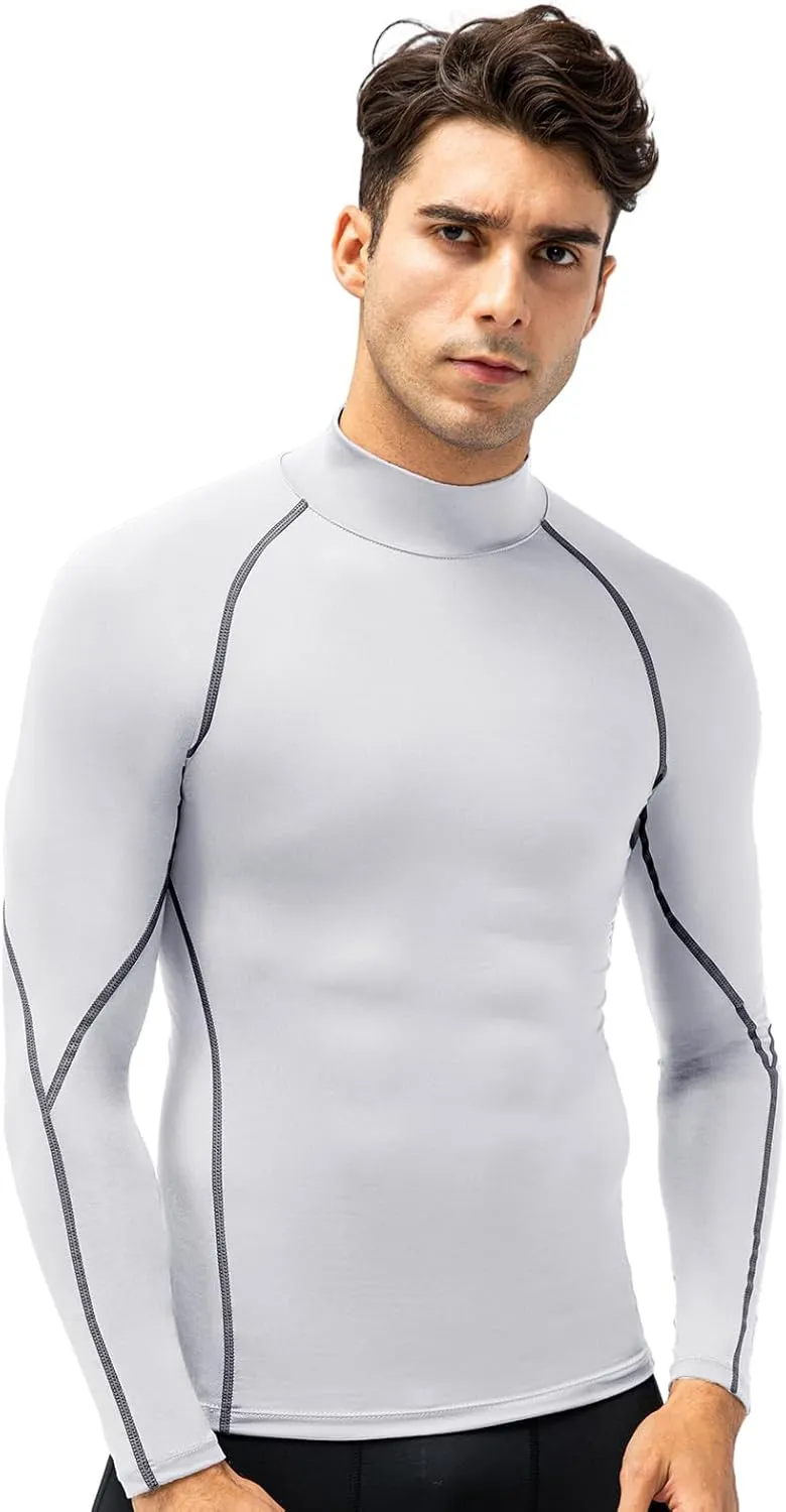 Men's Compression Shirt Long Sleeve Cool Dry Workout Athletic Base Layer Undershirts for Running Basketball Cycling