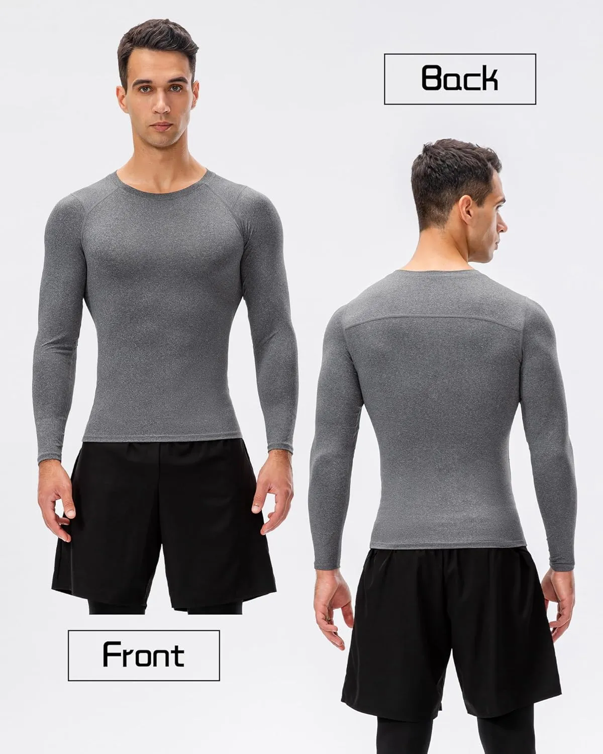 Men's Compression Shirt Long Sleeve Cool Dry Workout Athletic Base Layer Undershirts for Running Basketball Cycling