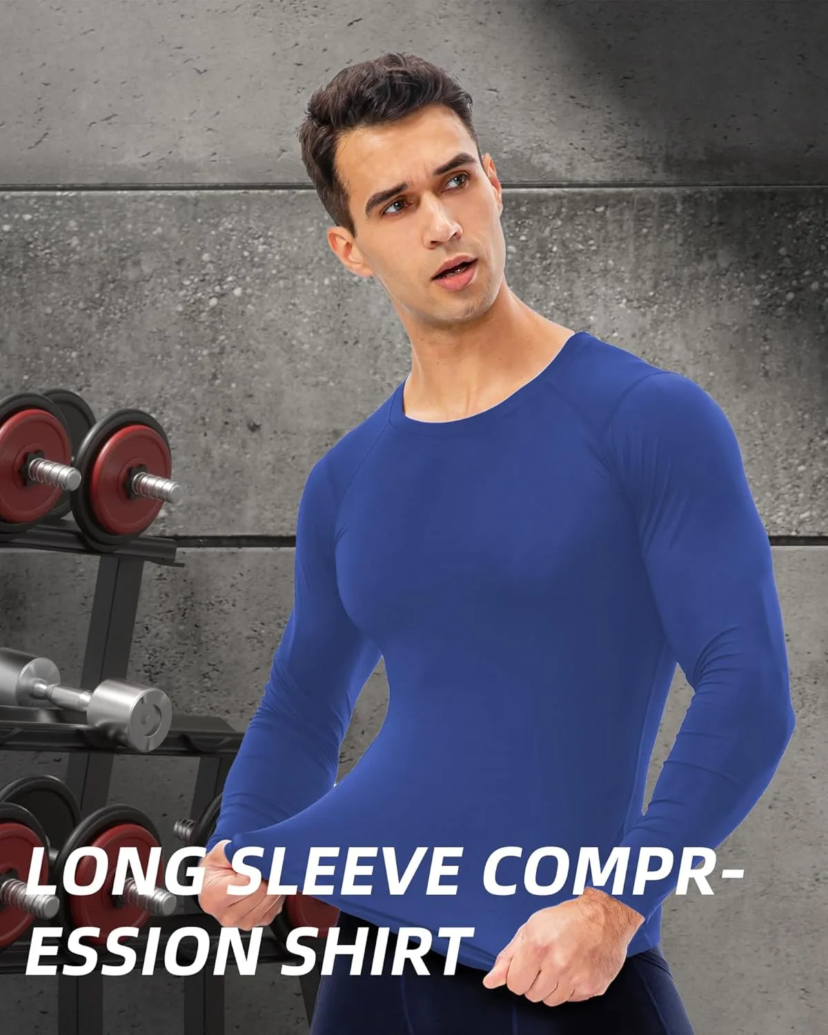 Men's Compression Shirt Long Sleeve Cool Dry Workout Athletic Base Layer Undershirts for Running Basketball Cycling
