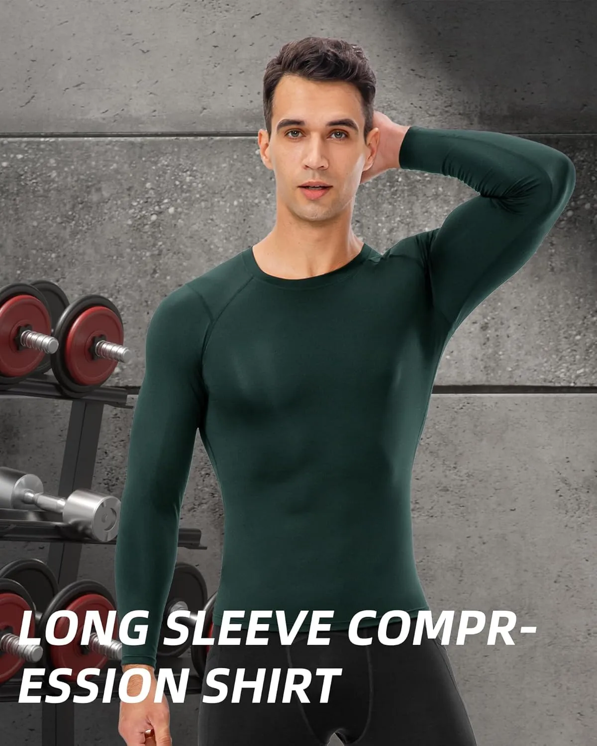 Men's Compression Shirt Long Sleeve Cool Dry Workout Athletic Base Layer Undershirts for Running Basketball Cycling