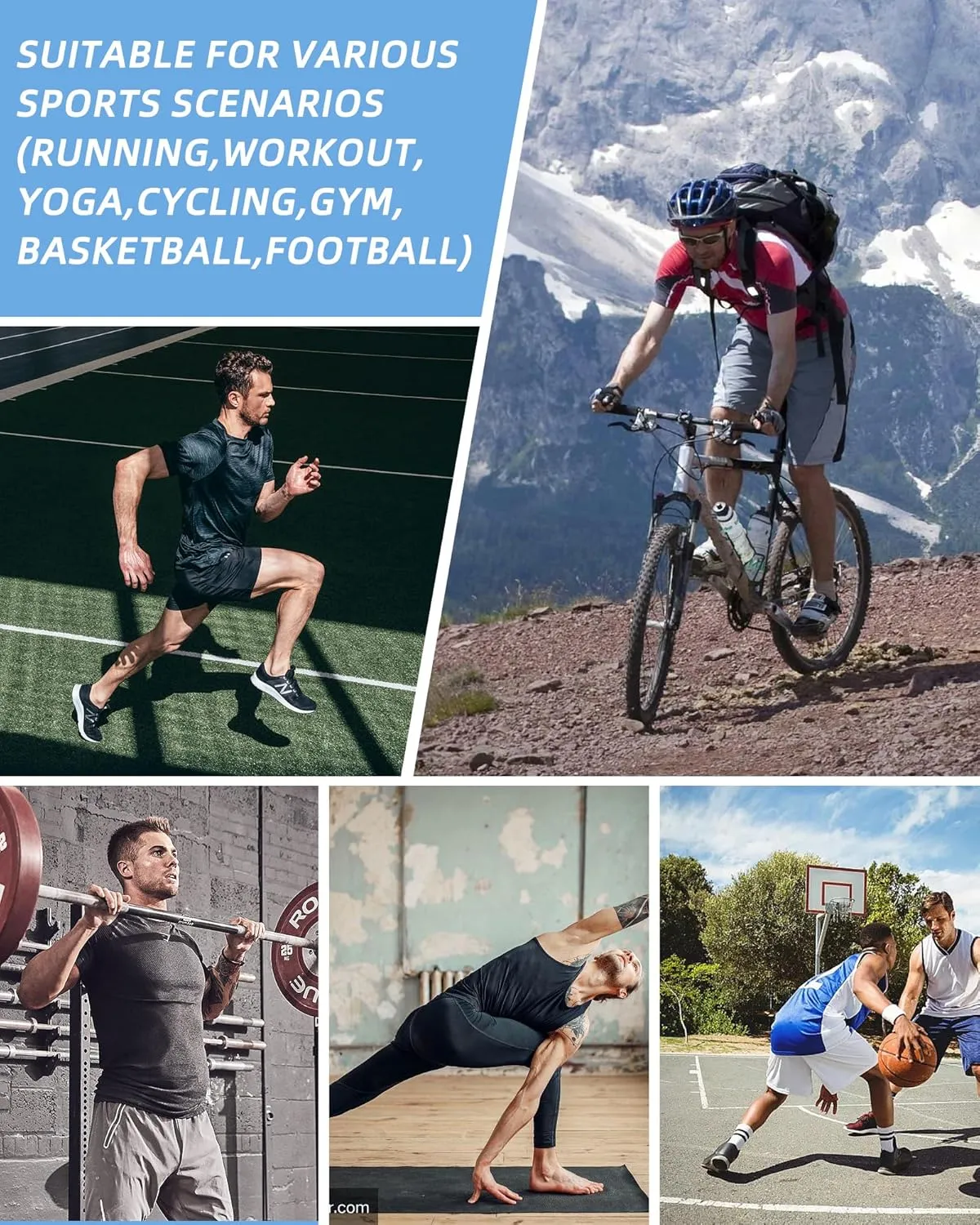 Men's Compression Shirt Long Sleeve Cool Dry Workout Athletic Base Layer Undershirts for Running Basketball Cycling