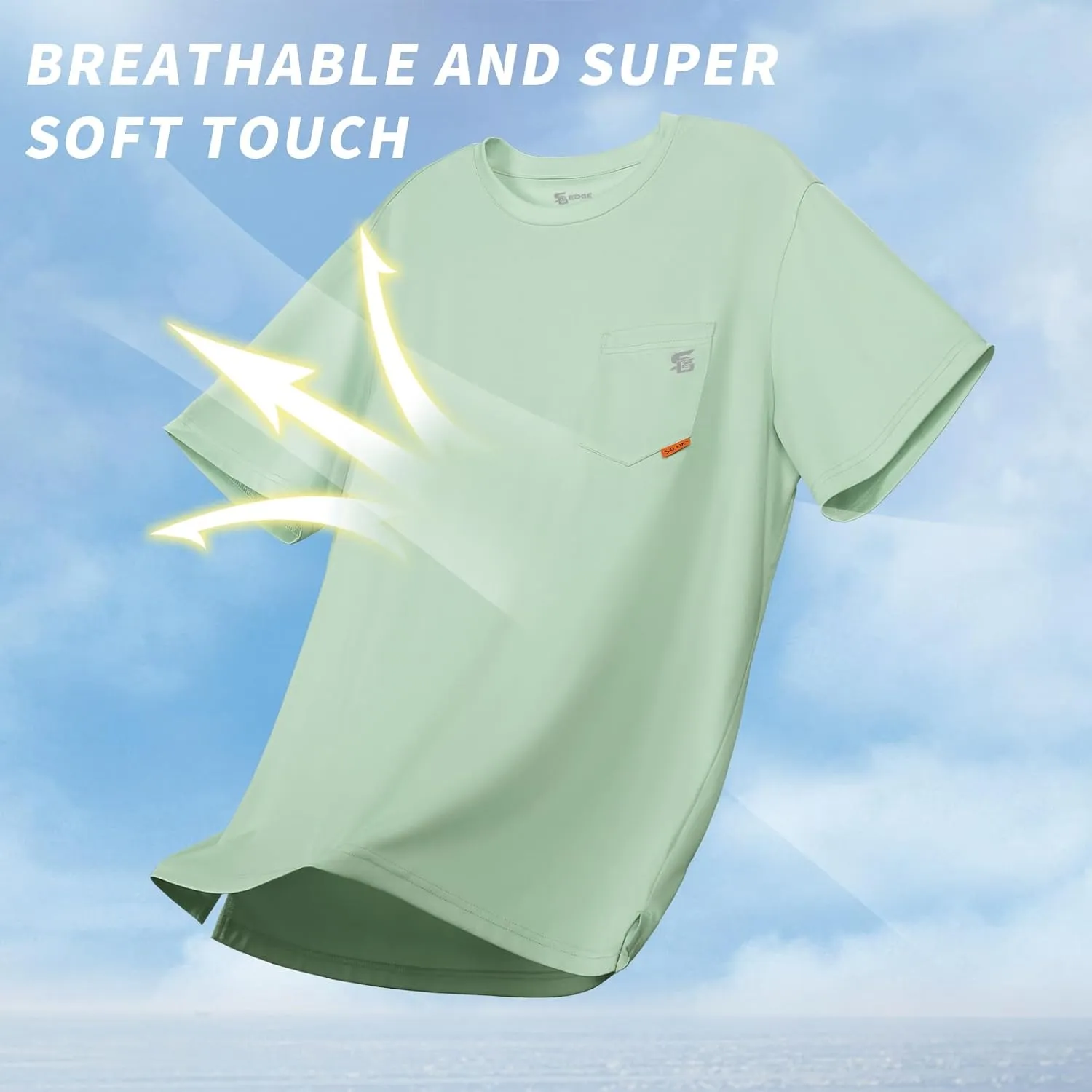 Men's Rash Guard Shirts UPF 50  Moisture Wicking Short Sleeve Chest Pocket Quick Dry Lightweight