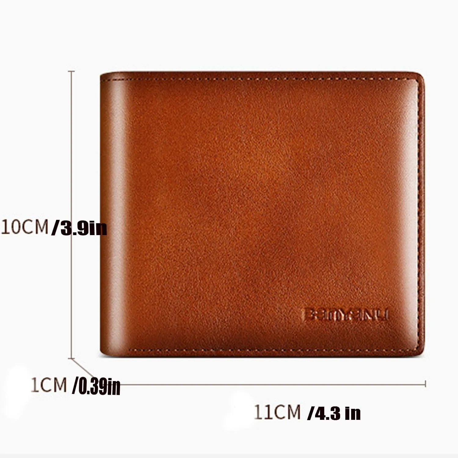 Mens Wallet Genuine Leather RFID Blocking Purse Slim Minimalist Bifold Card Holder with ID Window