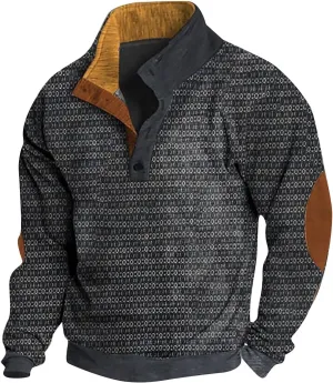 Men's Western Aztec Sweatshirts Size Sweater Retro Tops with Elbow Patches 2024 Mens Big And Tall Sweaters Mens