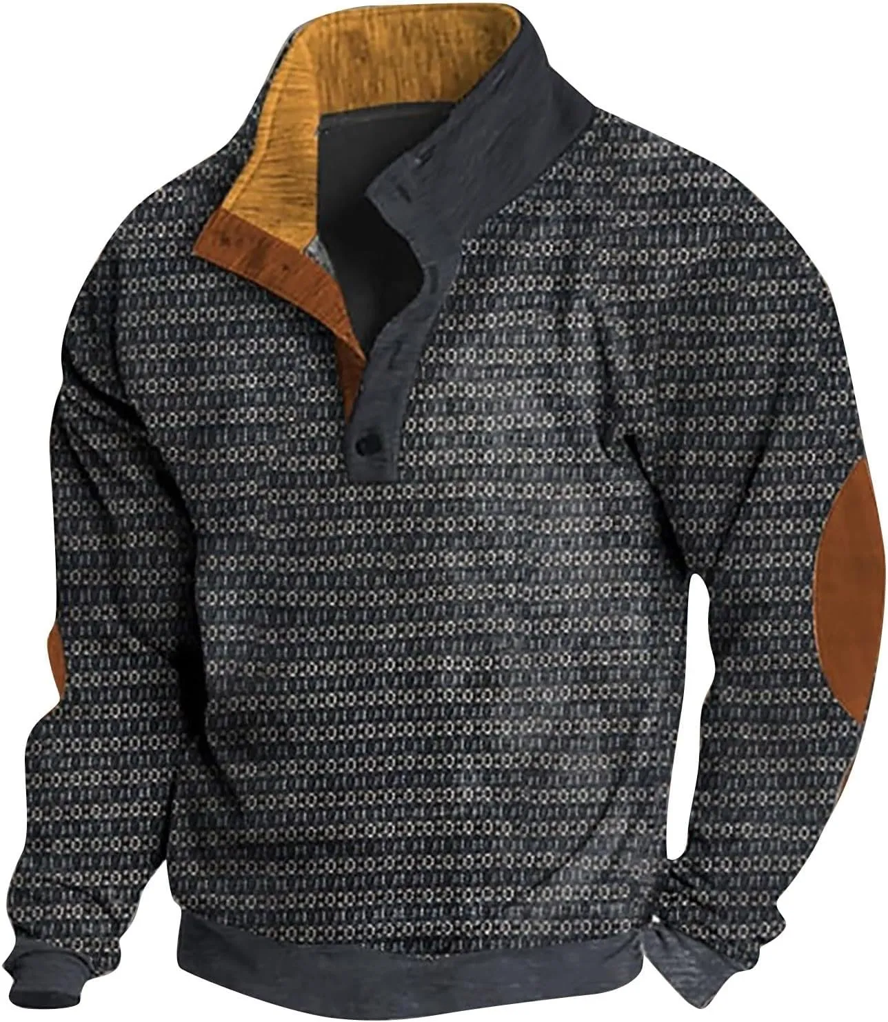 Men's Western Aztec Sweatshirts Size Sweater Retro Tops with Elbow Patches 2024 Mens Big And Tall Sweaters Mens