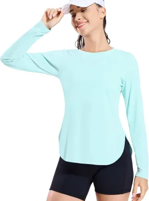 MIER Women's UPF 50  Sun Shirts Long Sleeve Workout UV Protection Dry Fit Athletic Running Gym Hiking Tops Lightweight