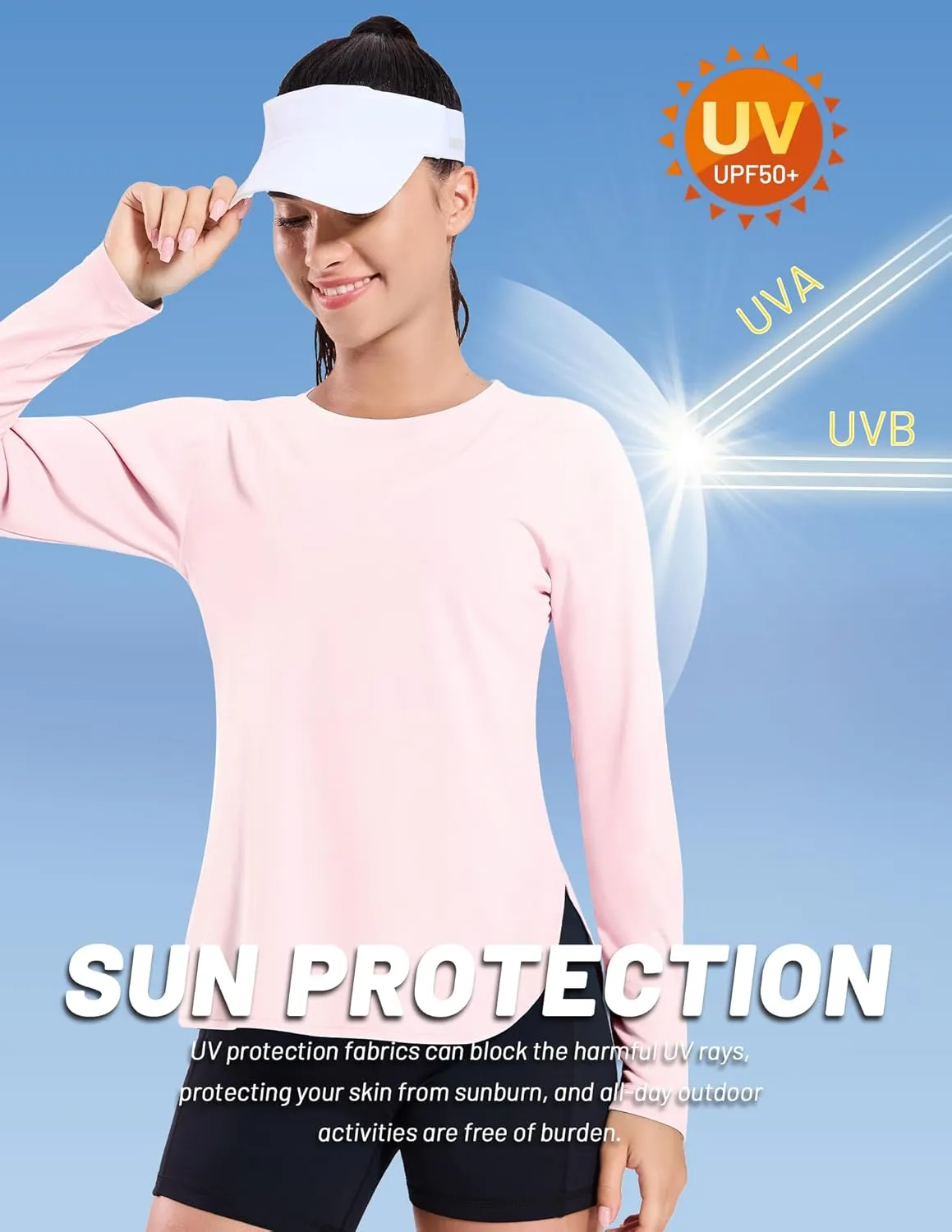 MIER Women's UPF 50  Sun Shirts Long Sleeve Workout UV Protection Dry Fit Athletic Running Gym Hiking Tops Lightweight