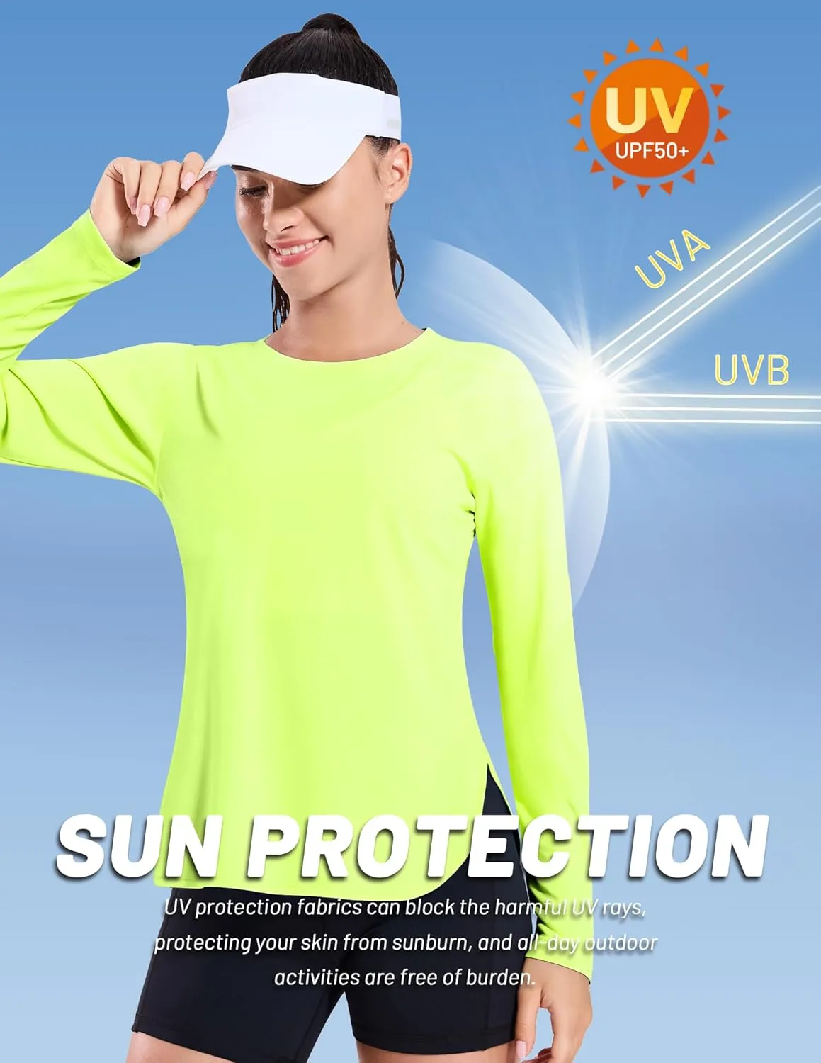 MIER Women's UPF 50  Sun Shirts Long Sleeve Workout UV Protection Dry Fit Athletic Running Gym Hiking Tops Lightweight