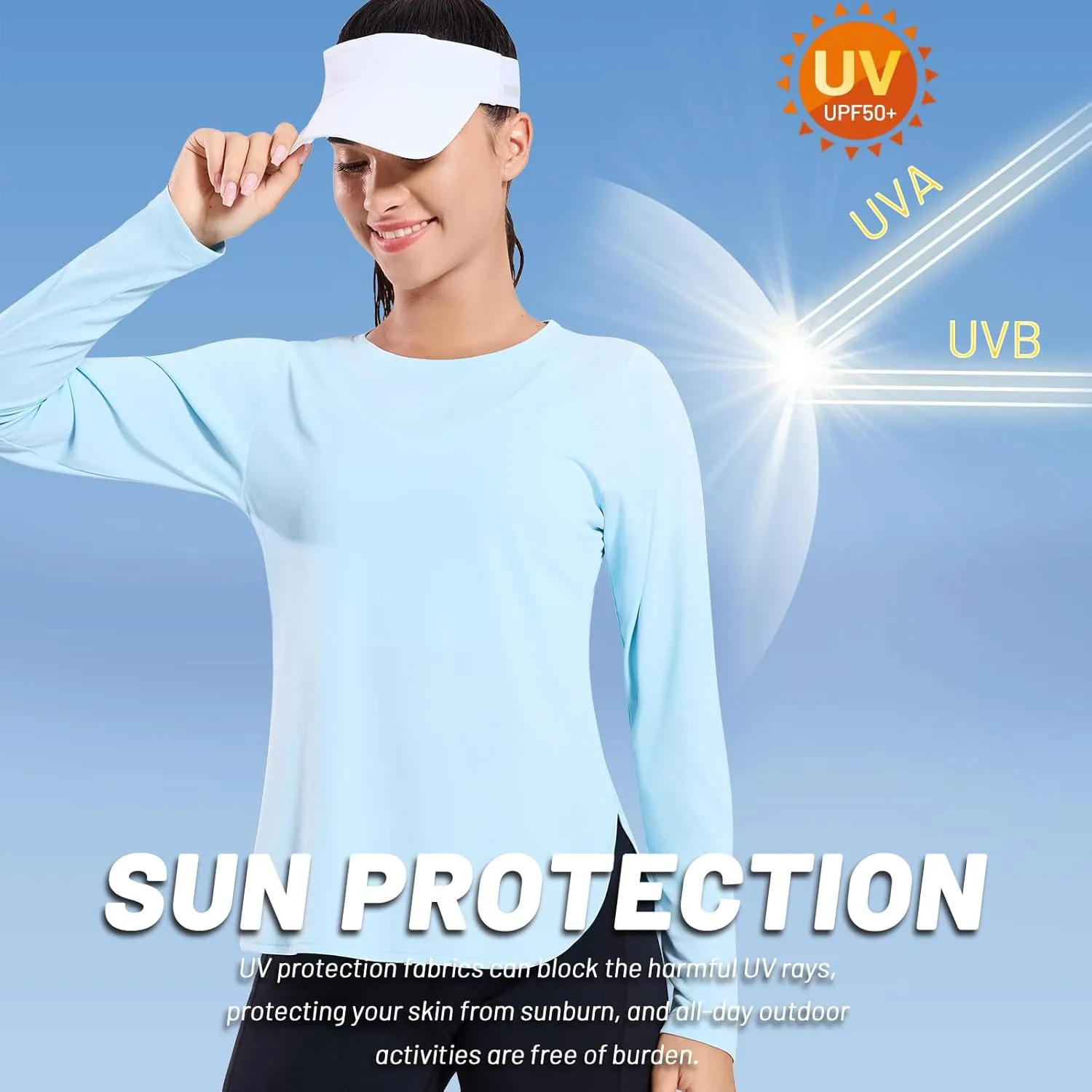 MIER Women's UPF 50  Sun Shirts Long Sleeve Workout UV Protection Dry Fit Athletic Running Gym Hiking Tops Lightweight