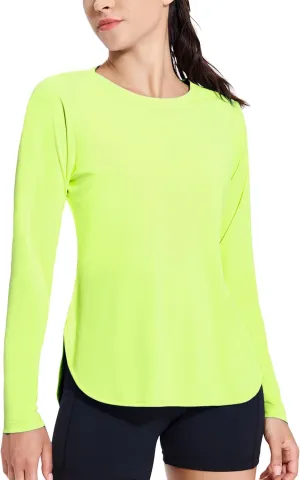 MIER Women's UPF 50  Sun Shirts Long Sleeve Workout UV Protection Dry Fit Athletic Running Gym Hiking Tops Lightweight