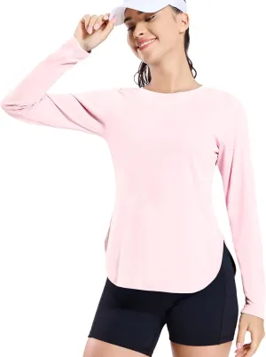 MIER Women's UPF 50  Sun Shirts Long Sleeve Workout UV Protection Dry Fit Athletic Running Gym Hiking Tops Lightweight