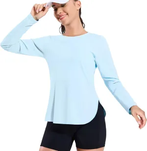 MIER Women's UPF 50  Sun Shirts Long Sleeve Workout UV Protection Dry Fit Athletic Running Gym Hiking Tops Lightweight