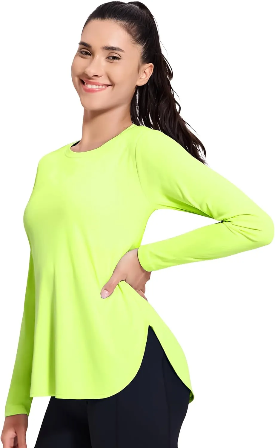 MIER Women's UPF 50  Sun Shirts Long Sleeve Workout UV Protection Dry Fit Athletic Running Gym Hiking Tops Lightweight