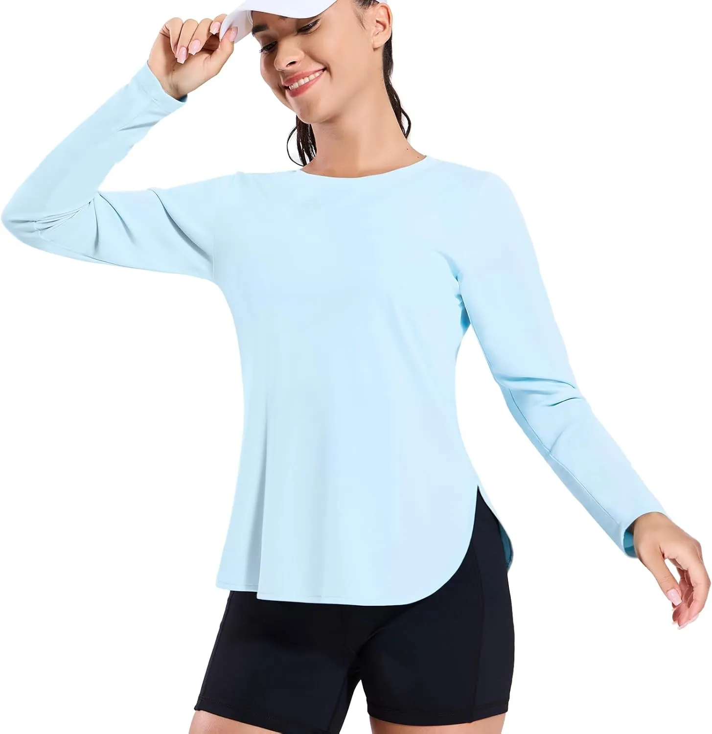 MIER Women's UPF 50  Sun Shirts Long Sleeve Workout UV Protection Dry Fit Athletic Running Gym Hiking Tops Lightweight