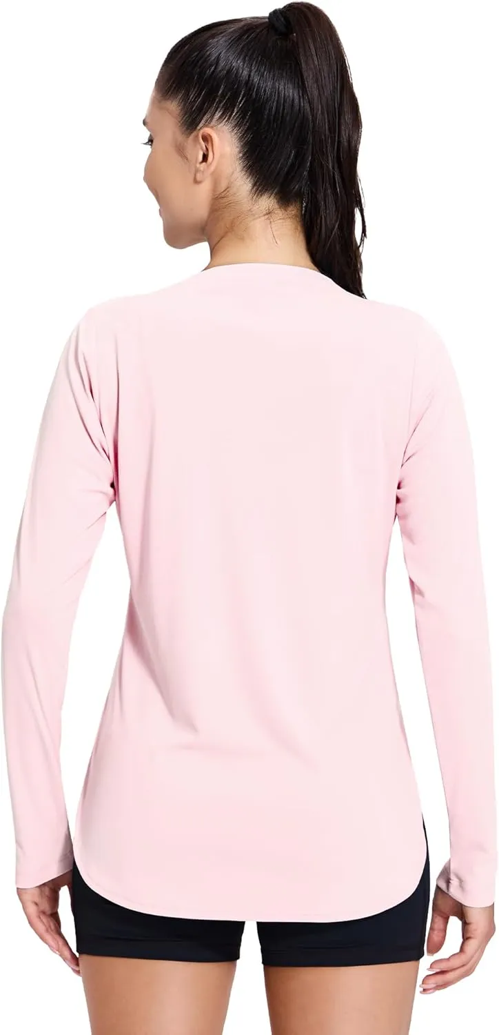 MIER Women's UPF 50  Sun Shirts Long Sleeve Workout UV Protection Dry Fit Athletic Running Gym Hiking Tops Lightweight