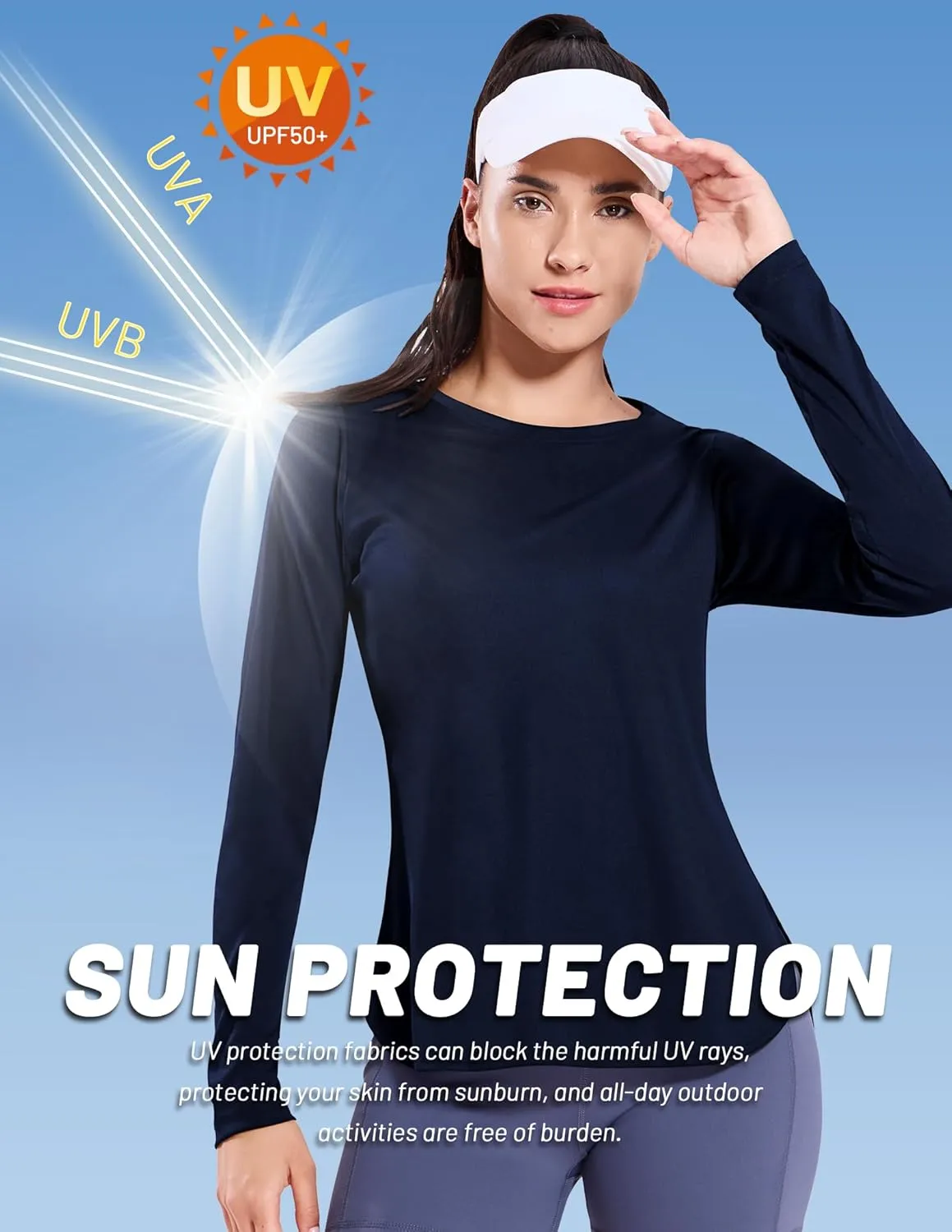 MIER Women's UPF 50  Sun Shirts Long Sleeve Workout UV Protection Dry Fit Athletic Running Gym Hiking Tops Lightweight