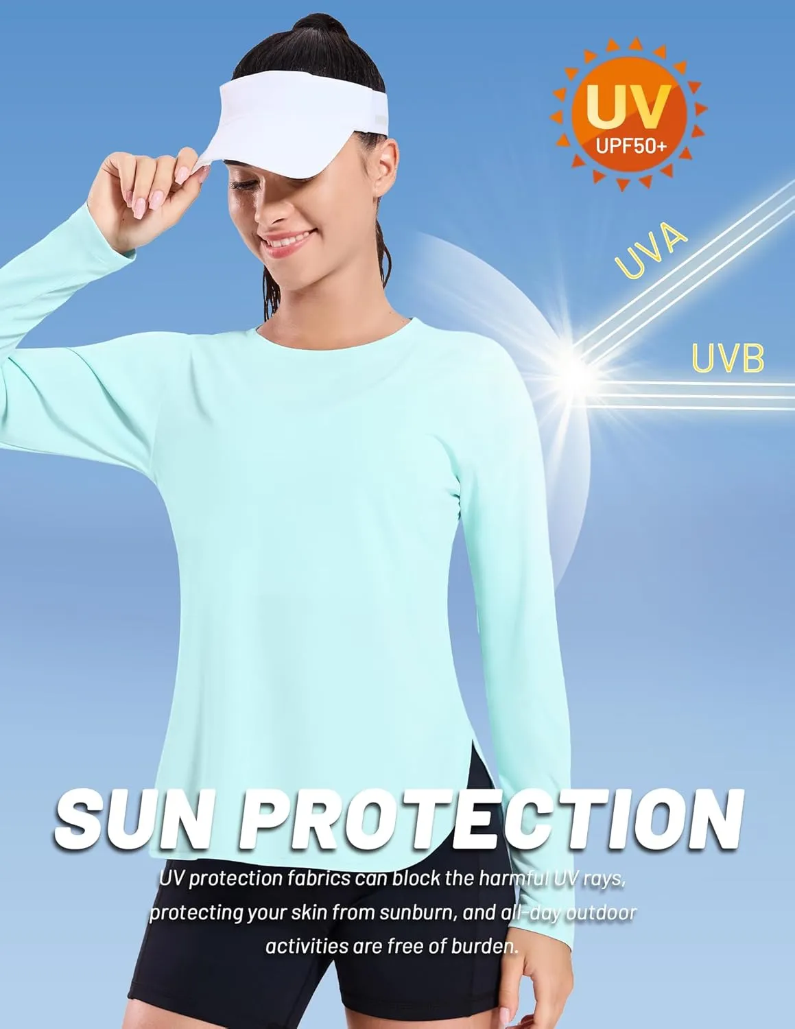MIER Women's UPF 50  Sun Shirts Long Sleeve Workout UV Protection Dry Fit Athletic Running Gym Hiking Tops Lightweight