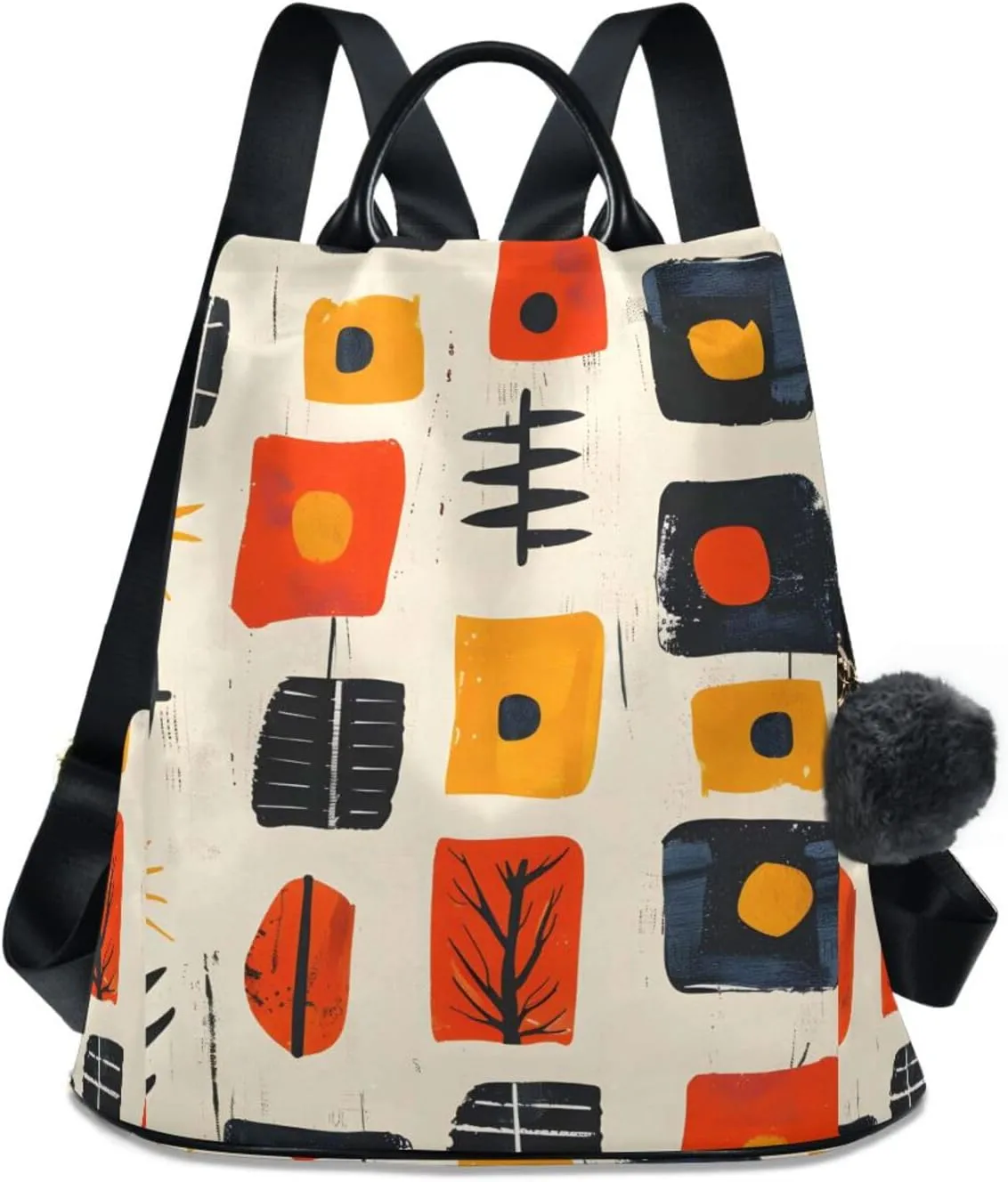 Minimalist Style Geometric Pattern Backpack for Women Anti Theft Large Fashion Travel Shoulder Bag Purse Rucksack Lightweight