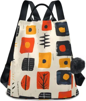 Minimalist Style Geometric Pattern Backpack for Women Anti Theft Large Fashion Travel Shoulder Bag Purse Rucksack Lightweight