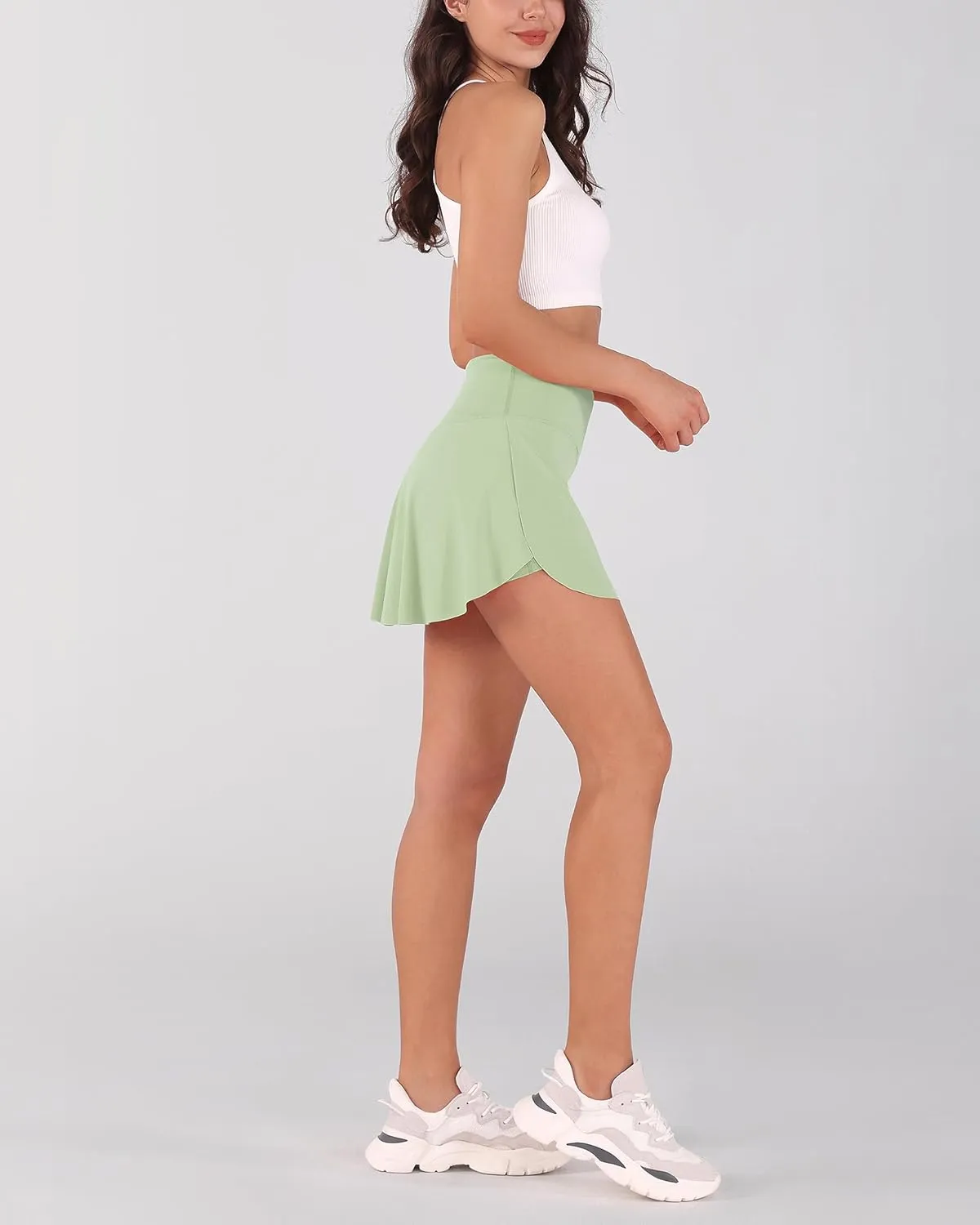 ODODOS Women's Tennis Skirts with Pockets Crossover High Waist Built-in Shorts Athletic Golf Skorts