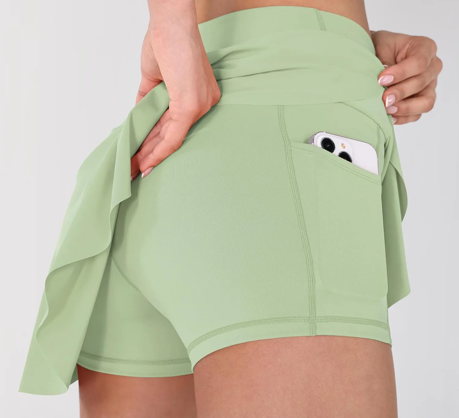 ODODOS Women's Tennis Skirts with Pockets Crossover High Waist Built-in Shorts Athletic Golf Skorts