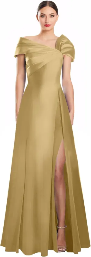 Off Shoulder Satin Formal Dresses Long A Line Evening Party Prom Dresses for Women EA002