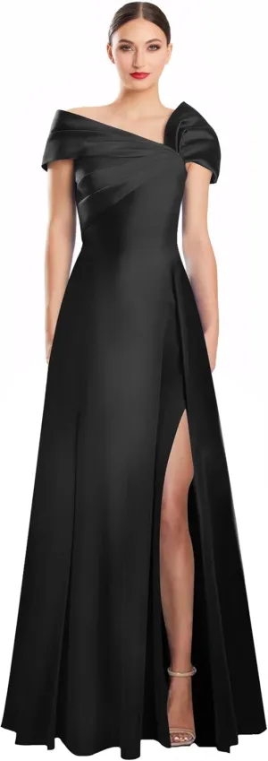 Off Shoulder Satin Formal Dresses Long A Line Evening Party Prom Dresses for Women EA002