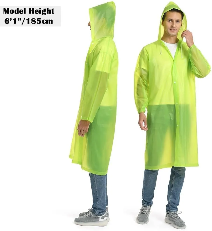 Opret 2 Pack Raincoats for Adults Reusable, EVA Rain Ponchos Lightweight Rain Coat Waterproof Rain Gear for Men and Women