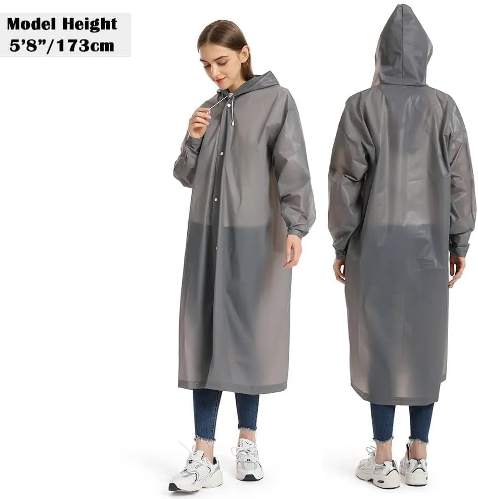 Opret 2 Pack Raincoats for Adults Reusable, EVA Rain Ponchos Lightweight Rain Coat Waterproof Rain Gear for Men and Women