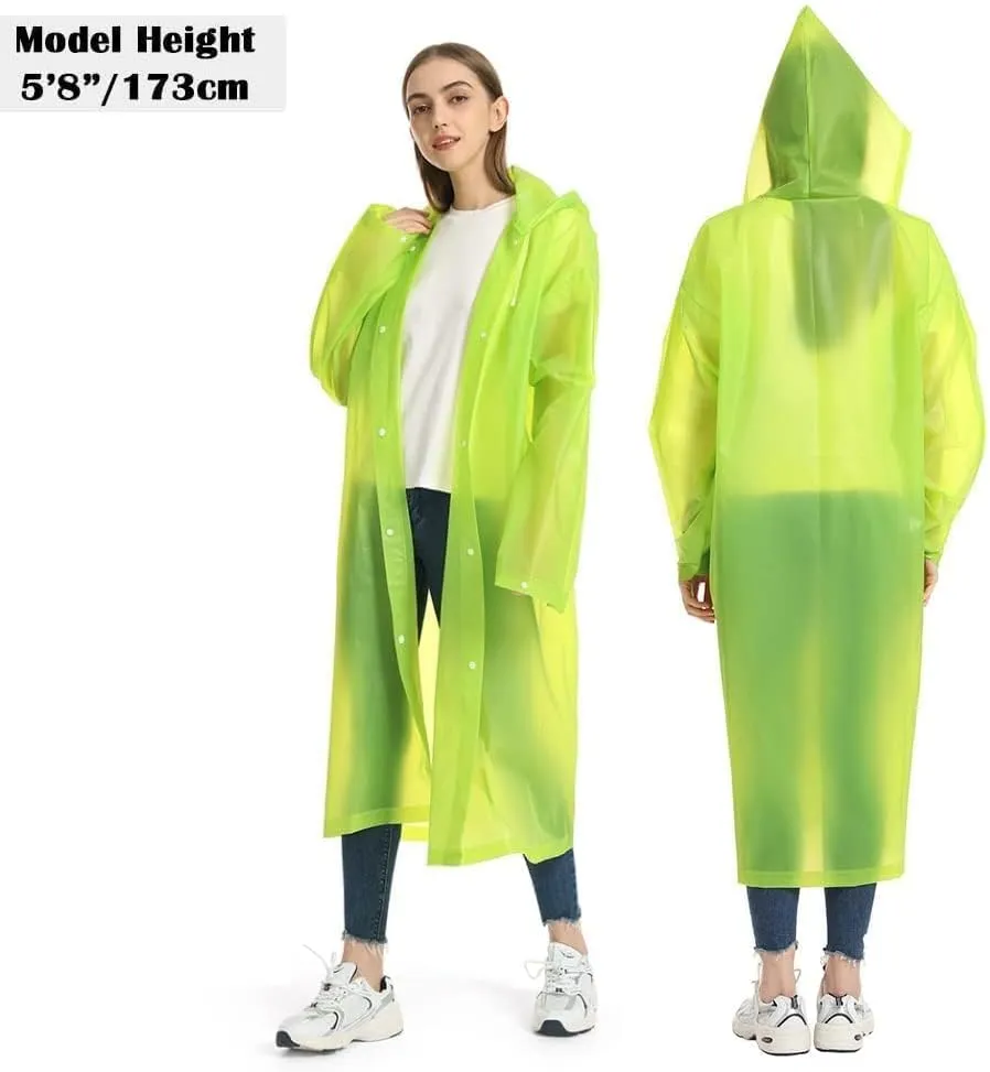 Opret 2 Pack Raincoats for Adults Reusable, EVA Rain Ponchos Lightweight Rain Coat Waterproof Rain Gear for Men and Women