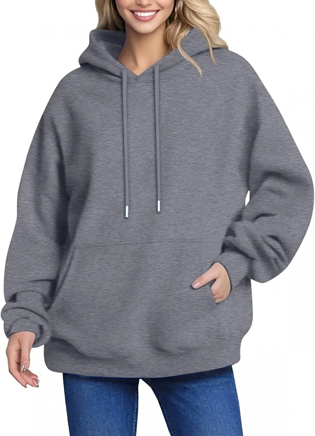 Oversized Hoodies For Women Drawstring Pullover Sweatshirt Trendy Winter Clothes Long Sleeve With Pockets
