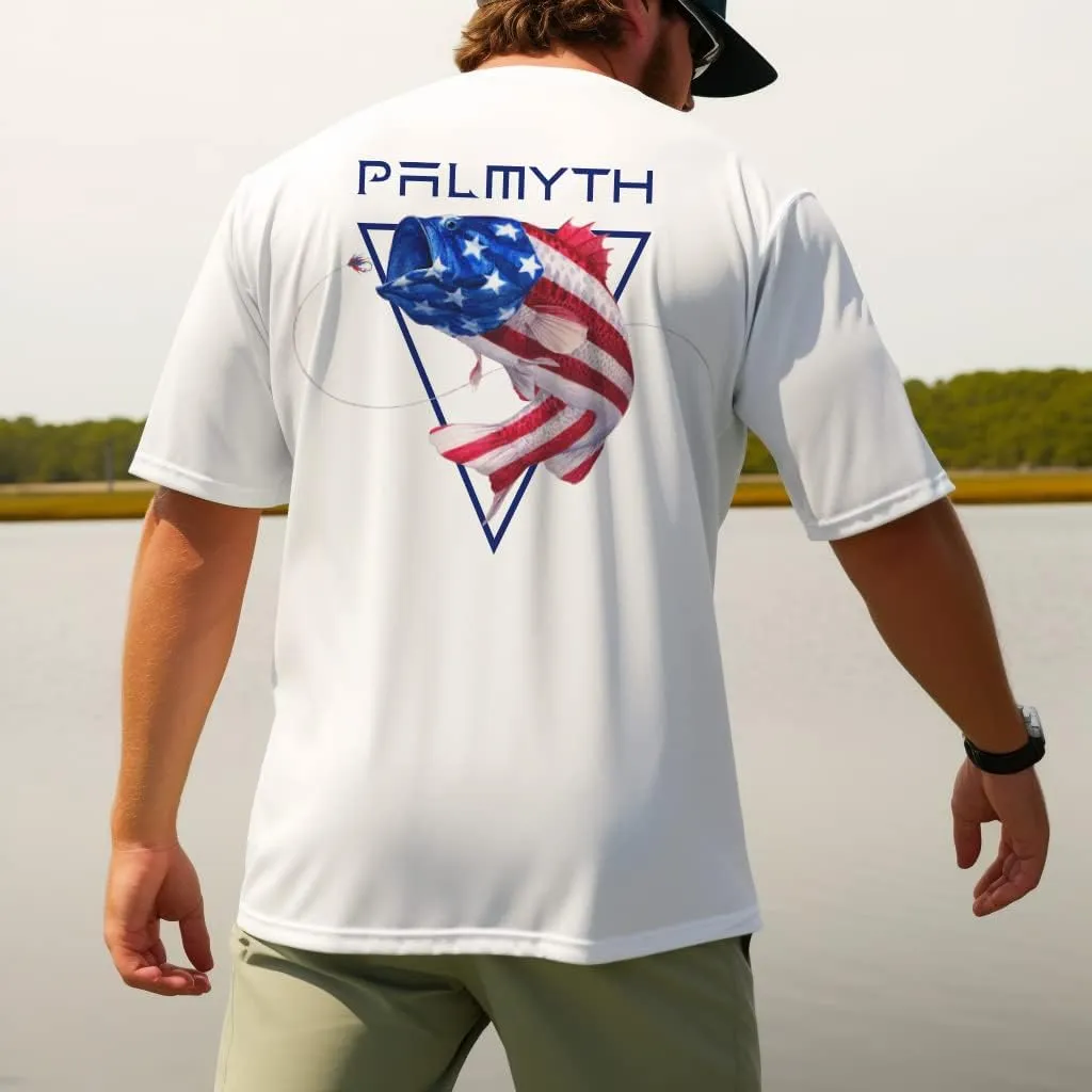 Palmyth Men's Fishing Shirt Short Sleeve Sun Protection UV UPF 50  SPF T-Shirt