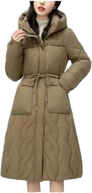 Pegsmio Women's Puffer Jacket Loose Cotton Padded Coats Winter Hooded Parkas Thick Warm Wadded Jackets