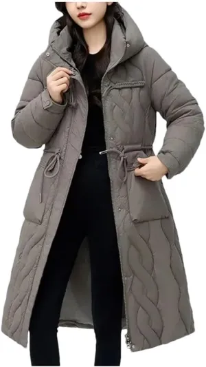 Pegsmio Women's Puffer Jacket Loose Cotton Padded Coats Winter Hooded Parkas Thick Warm Wadded Jackets