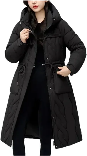 Pegsmio Women's Puffer Jacket Loose Cotton Padded Coats Winter Hooded Parkas Thick Warm Wadded Jackets