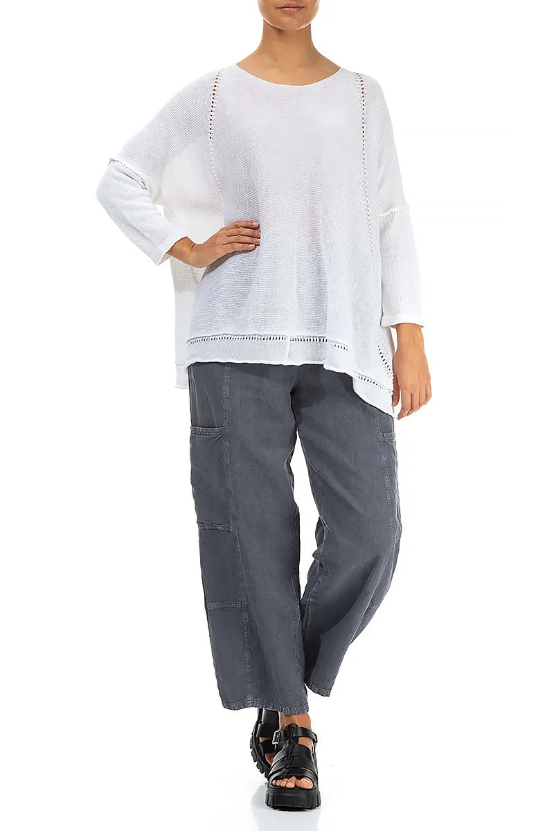 Pinhole Lines Décor White Linen Jumper