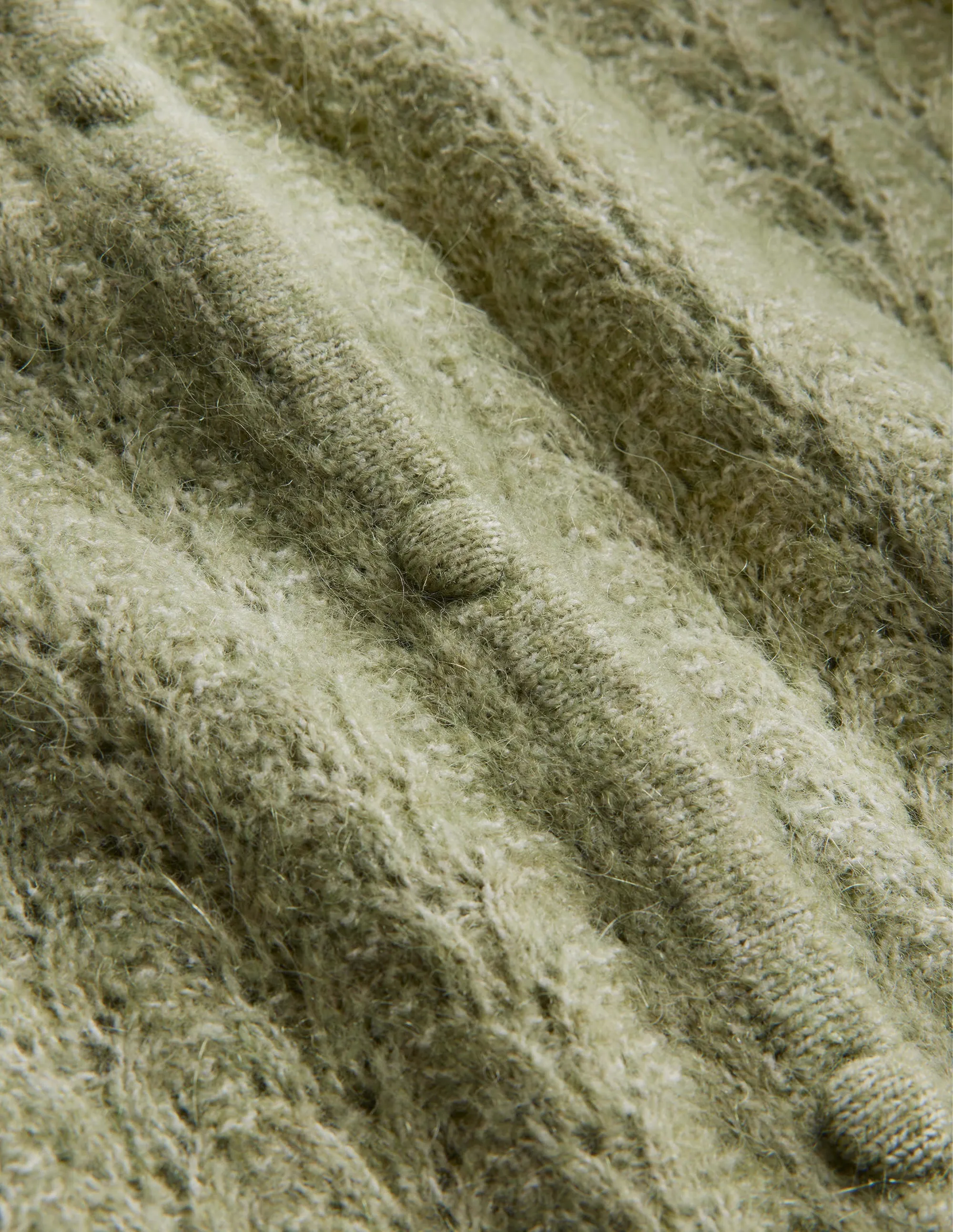 Pointelle Long-Sleeve Cardigan-Stone Green