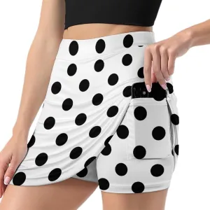 Polka Dots Shorts Skirt Womans Mini Skirt Light Proof Trouser Skirts High Waist Single Pocket A Line Sports Skorts