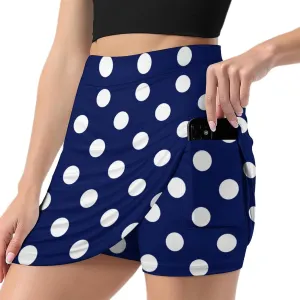 Polka Dots Shorts Skirt Womans Mini Skirt Light Proof Trouser Skirts High Waist Single Pocket A Line Sports Skorts