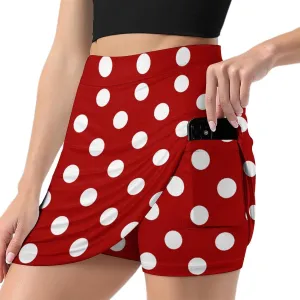 Polka Dots Shorts Skirt Womans Mini Skirt Light Proof Trouser Skirts High Waist Single Pocket A Line Sports Skorts