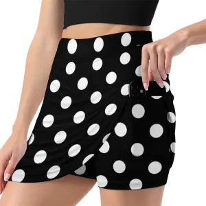 Polka Dots Shorts Skirt Womans Mini Skirt Light Proof Trouser Skirts High Waist Single Pocket A Line Sports Skorts