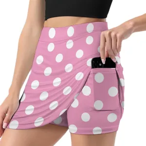Polka Dots Shorts Skirt Womans Mini Skirt Light Proof Trouser Skirts High Waist Single Pocket A Line Sports Skorts
