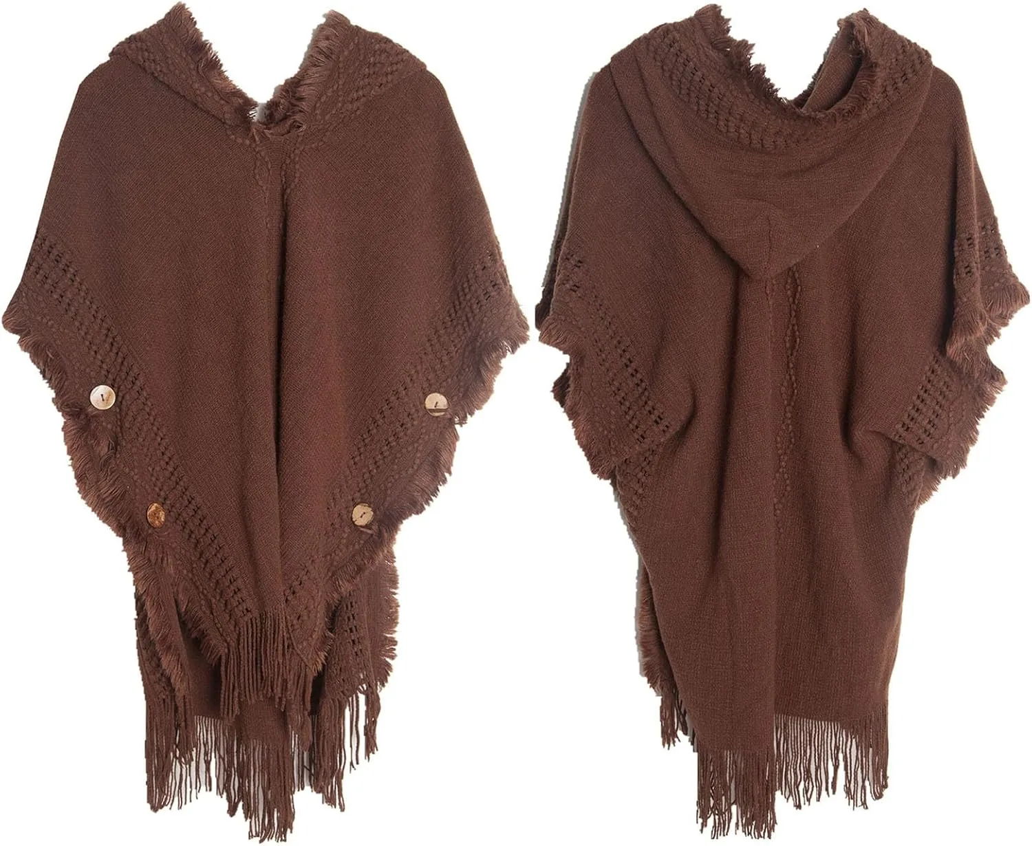 Poncho Knitted Cape Shawl Wrap Tassel Fringe Cardigan for Women Elegant Hooded Pullover Sweater Warm Cape Cloak