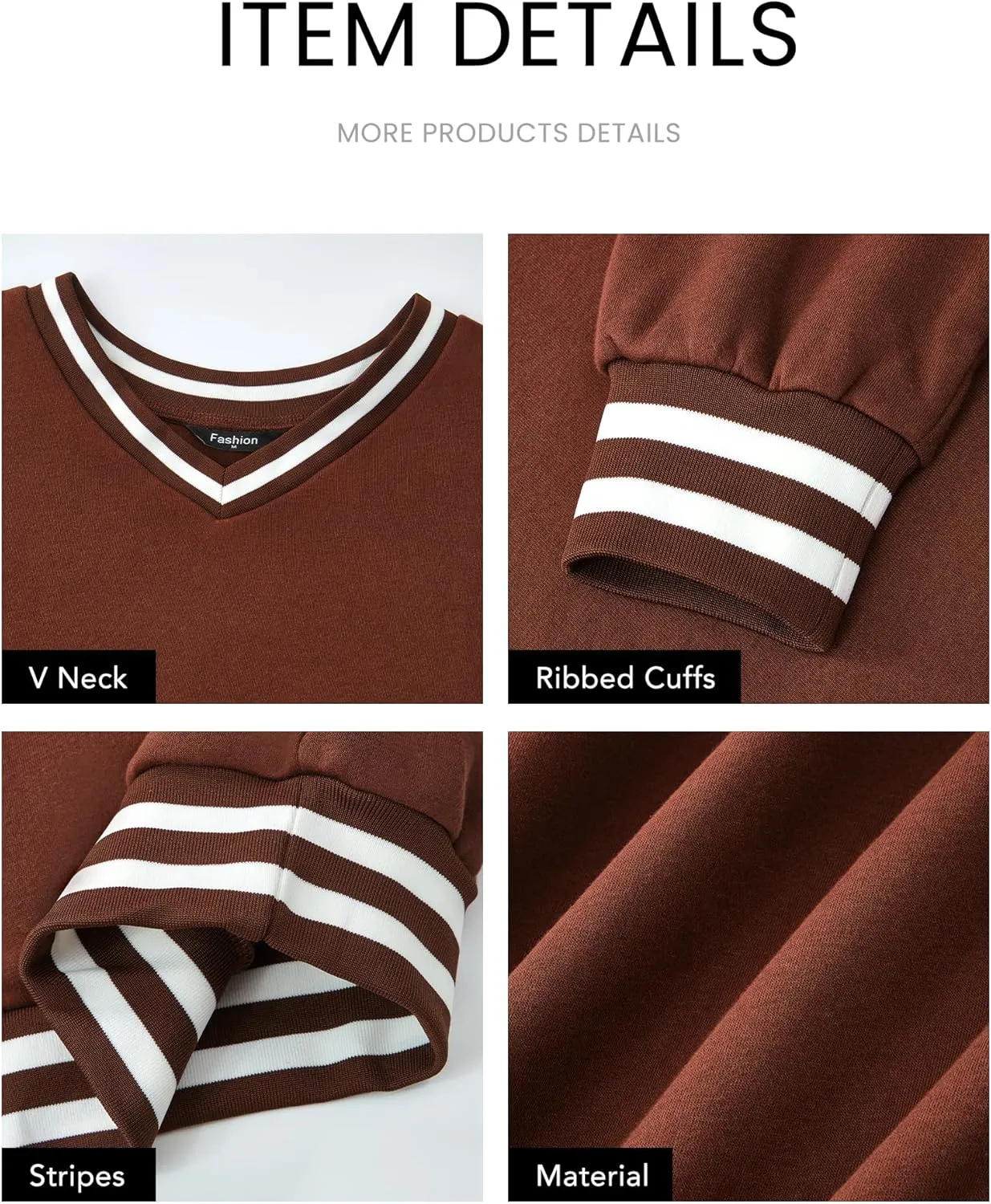 PRETTYGARDEN Women's Oversized Sweatshirts Casual Long Sleeve Stripes Knit V Neck Pullover Top Spring Teens Preppy Clothes