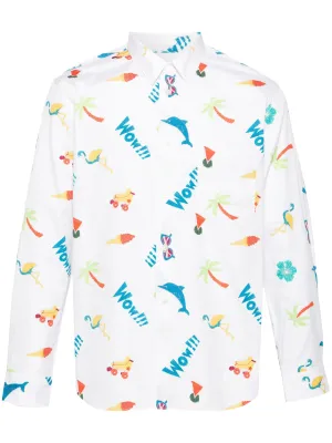 Printed Long Sleeve Button Up Shirt